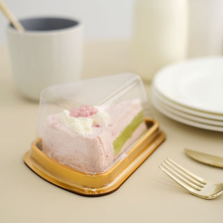 Stunning Gold/Clear Plastic Cake Slice Favor Containers