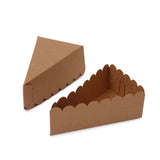 10 Pack | 4inch x 2.5inch Natural Single Slice Triangular Cake Boxes with Scalloped Top