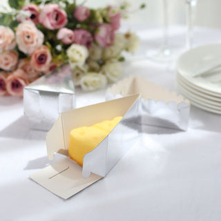 Versatile Silver Single Slice Triangular Cake Boxes