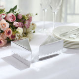 10 Pack | 4inch x 2.5inch Silver Single Slice Triangular Cake Boxes with Scalloped Top