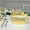 25 Pack | Metallic Gold Candy Gift Tote Gable Boxes, Party Favor Treat Bags