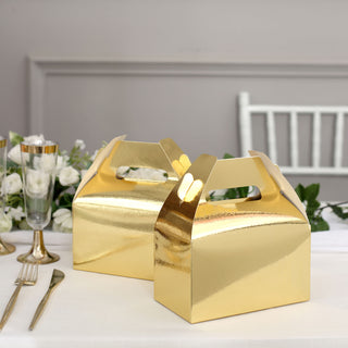 Metallic Gold Candy Gift Tote Gable Boxes - Perfect for Any Event