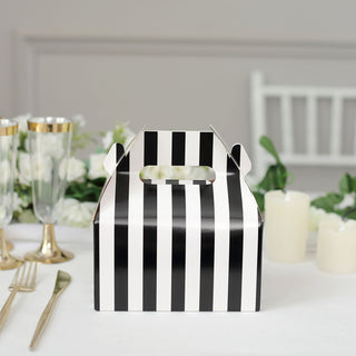 Chic White/Black Striped Candy Gift Boxes - Perfect for Weddings, Parties, and More