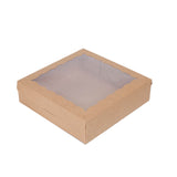 12 Pack | Natural Cardboard Bakery Cake Boxes With PVC Window - 9"x9"x2"#whtbkgd