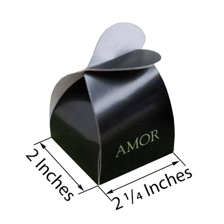 100 Pack | 2inch Black Amor Heart Twist Top Party Favor Candy Gift Boxes