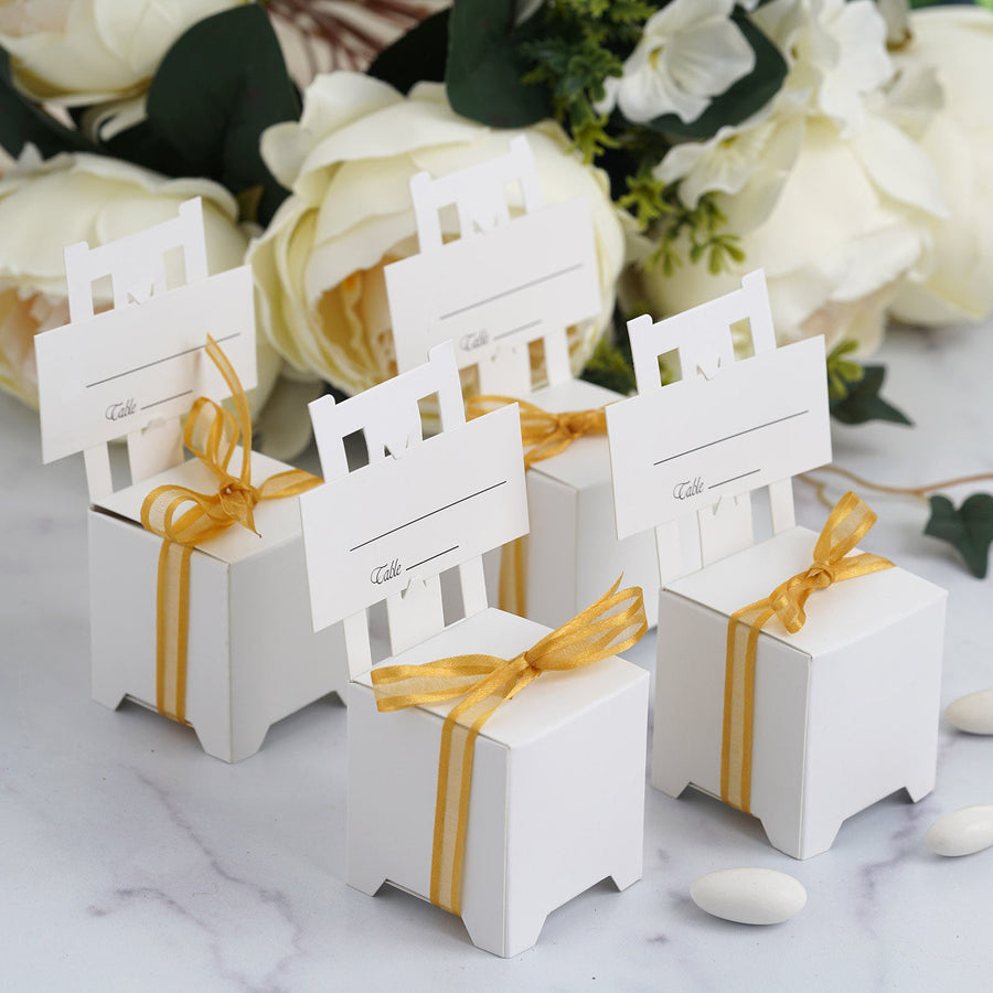 100 Pack | 2inch White Chair & Card Label Party Favor Candy Gift Boxes