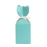 25 Pack | Turquoise Floral Top Satin Ribbon Party Favor Candy Gift Box#whtbkgd