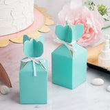 25 Pack | Turquoise Floral Top Satin Ribbon Party Favor Candy Gift Box