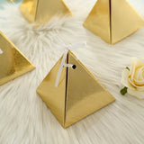 25 Pack | Gold Pyramid Shaped Wedding Party Favor Candy Gift Boxes