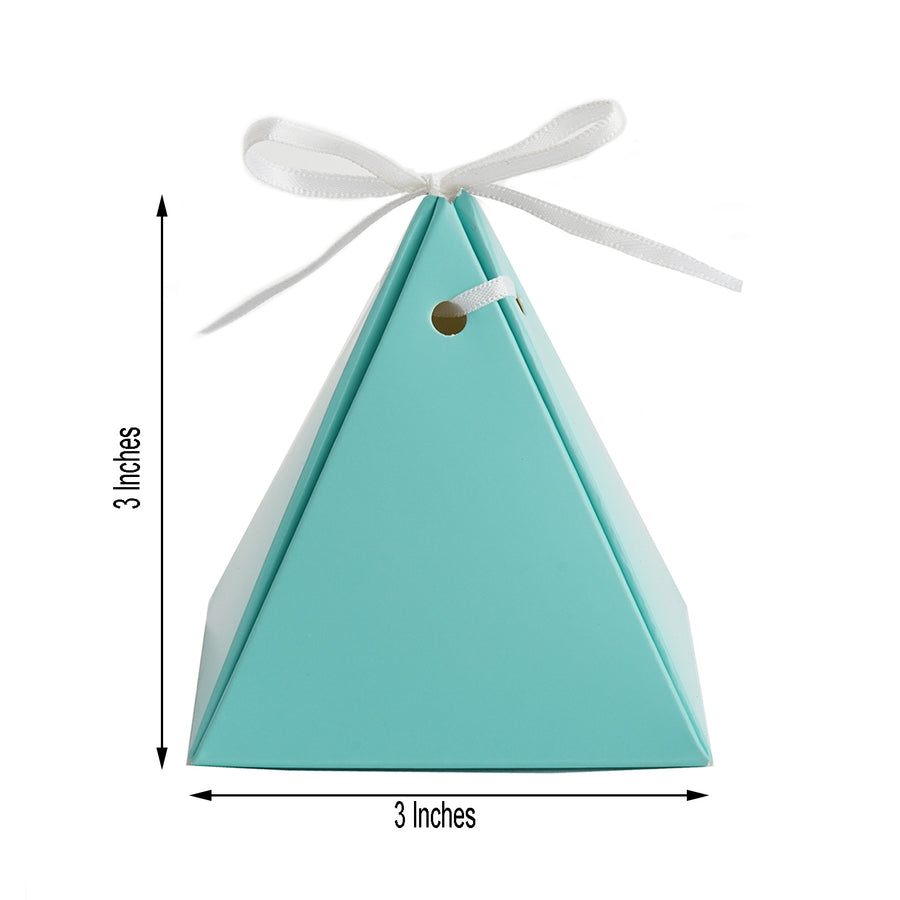 25 Pack | Turquoise Pyramid Shape Wedding Party Favor Candy Gift Boxes