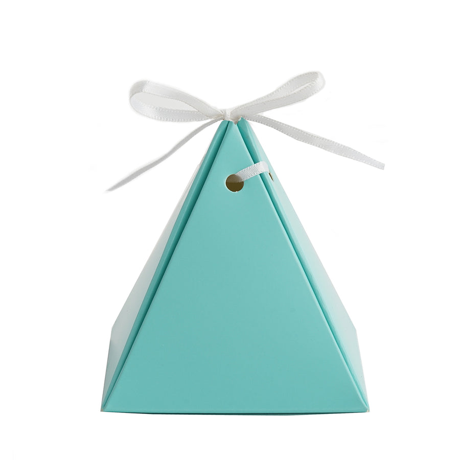 25 Pack | Turquoise Pyramid Shape Wedding Party Favor Candy Gift Boxes#whtbkgd