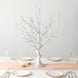 34" Metallic Silver Manzanita Centerpiece Tree + 8 Acrylic Bead Chains
