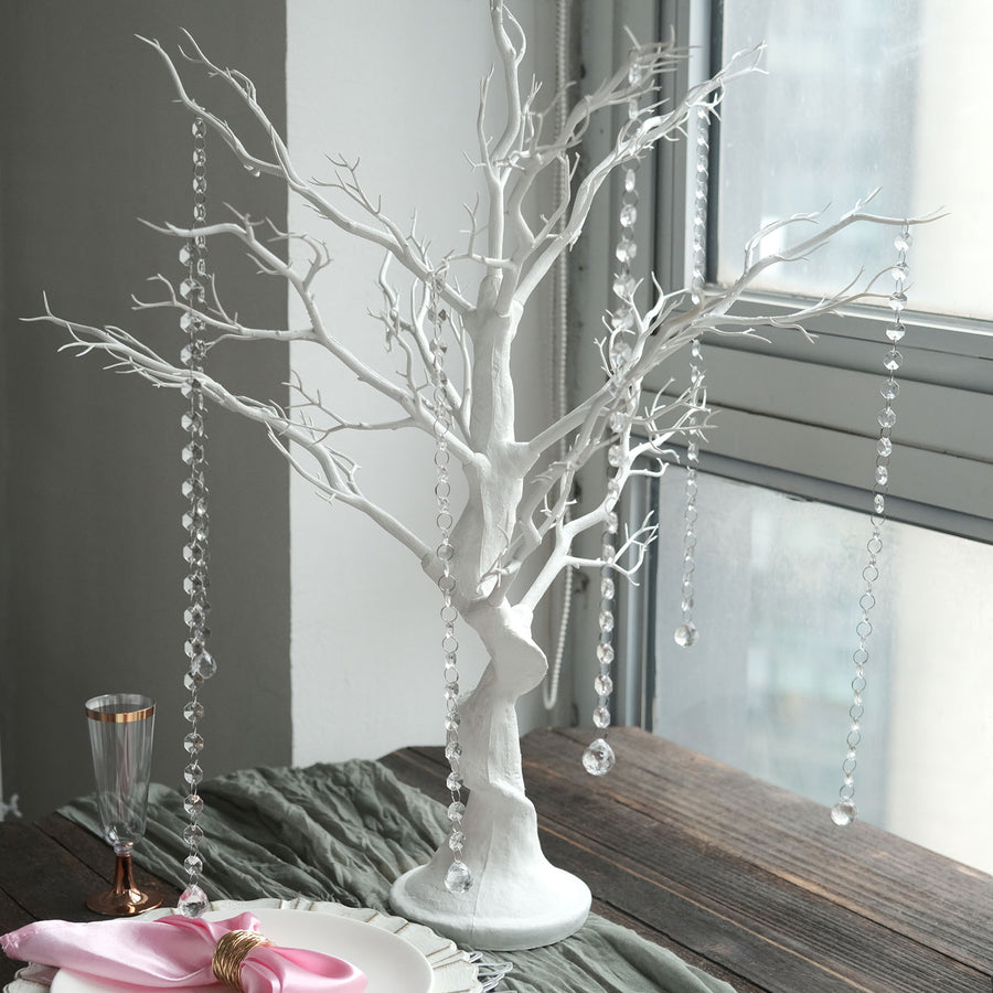 34inches White Manzanita Centerpiece Tree + 8 Acrylic Bead Chains