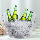 Clear 7 Liter Plastic Ice & Drinks Bucket, Party Beverage Cooler Storage Tub With Handles