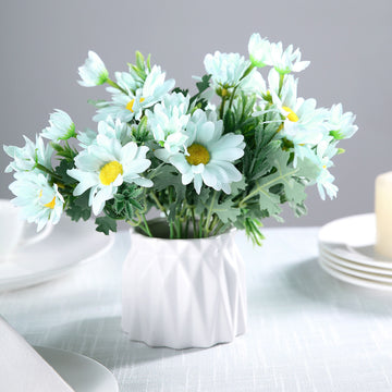 4 Bushes | 11" Baby Blue Artificial Silk Daisy Flower Bouquet Branches