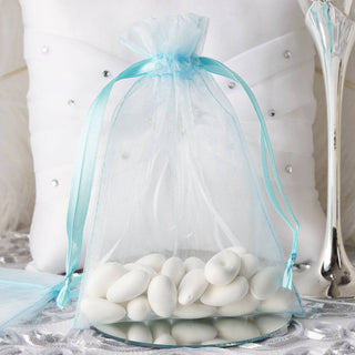 Baby Blue Organza Drawstring Wedding Party Favor Gift Bags