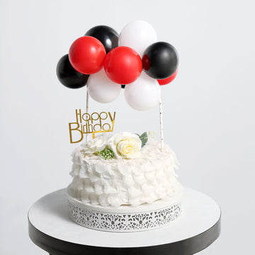 11 Pcs Balloon Cake Topper Kit, Mini Balloon Garland Cloud Cake Decorations - Black, Red and White
