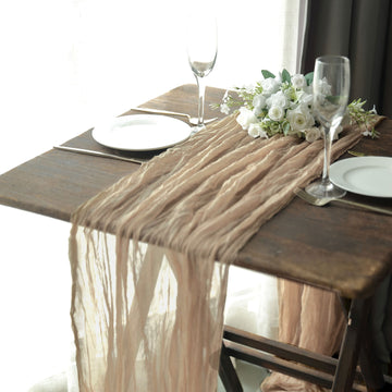 10ft Beige Gauze Cheesecloth Boho Table Runner