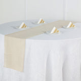12x108 Beige Linen Table Runner, Slubby Textured Wrinkle Resistant Table Runner