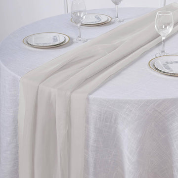 6ft Beige Premium Chiffon Table Runner