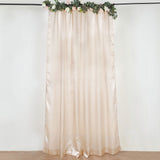 8ftx10ft Beige Satin Formal Event Backdrop Drape, Window Curtain Panel