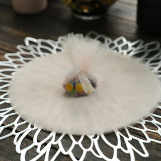 Beige Sheer Nylon Tulle Circles for Elegant Party Decor