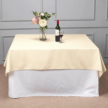 70"x70" Beige Square Seamless Polyester Tablecloth