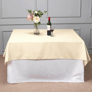 Elevate Your Event Decor with the Beige Square Seamless Polyester Tablecloth
