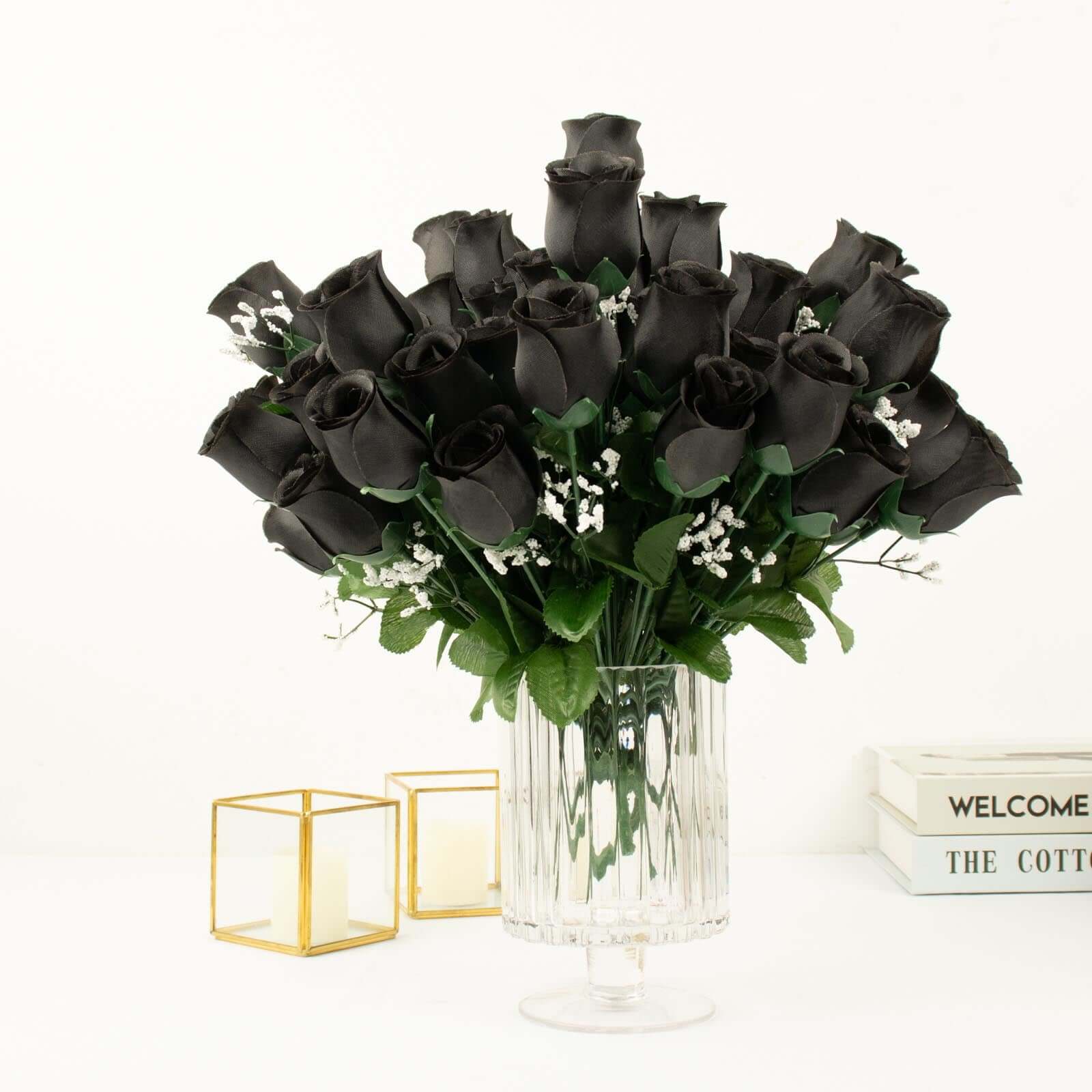 Black Artificial Silk Rose Flowers