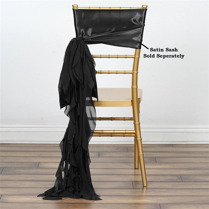 Chiffon Black Curly Willow Chair Sashes