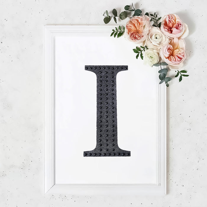 8 inch Black Decorative Rhinestone Alphabet Letter Stickers DIY Crafts - I