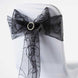 5 PCS | 7 Inch x 108 Inch | Black Embroidered Organza Chair Sashes | TableclothsFactory