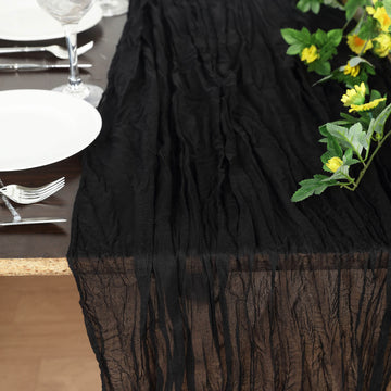 10ft Black Gauze Cheesecloth Boho Table Runner