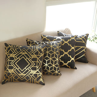 Enhance Your Home Decor with Black/Gold Foil Geometric Print Throw Pillow Covers