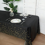 5 Pack Black Rectangle Plastic Table Covers with Gold Stars