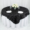 72inch x 72inch Black 3D Leaf Petal Taffeta Fabric Table Overlay