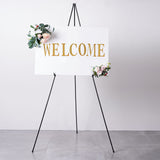 65inch Black Metal Sign Holder Easel Stand, Collapsible Tripod Stand