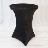 Black Metallic Shimmer Tinsel Spandex Cocktail Table Cover