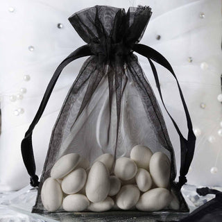 Black Organza Drawstring Wedding Party Favor Gift Bags
