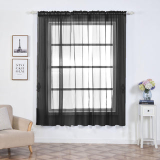 Elegant and Sophisticated Black Organza Grommet Sheer Curtains