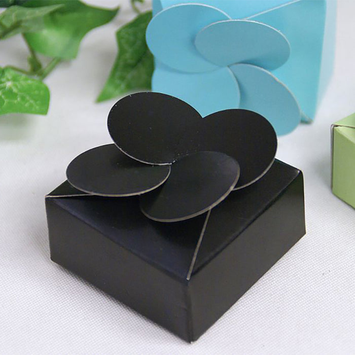 100 Pack | Black Petal Twist Top Wedding Favor Gift Boxes - Clearance SALE