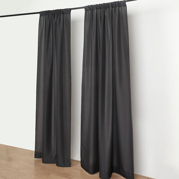 2 Pack | Black Polyester Photography Backdrop Curtains, Drapery Panels With Rod Pockets, 10ftx8ft - 130 GSM