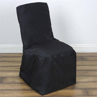 Introducing the Black Polyester Square Top Banquet Chair Cover