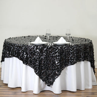 Black Premium Big Payette Sequin Table Overlay - Add Glamour to Your Event Decor