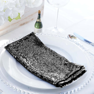 Enhance Your Dining Experience with Black Premium Sequin Cloth Dinner Napkins