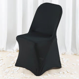 Black Premium Spandex Stretch Fitted Folding Chair Cover With Foot Pockets - 220 GSM
