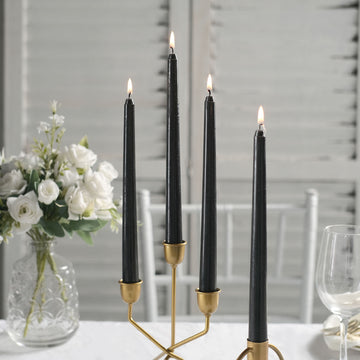 12 Pack | Black 10" Premium Wax Taper Candles, Unscented Candles