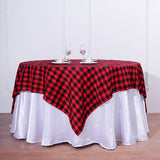 Buffalo Plaid Overlay | 54Inchx54Inch Square | Black/Red | Checkered Gingham Polyester Overlay