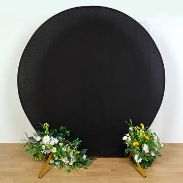 7.5ft Black Round Spandex Fit Party Backdrop Stand Cover