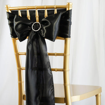 5 Pack | 6"x106" Black Satin Chair Sashes